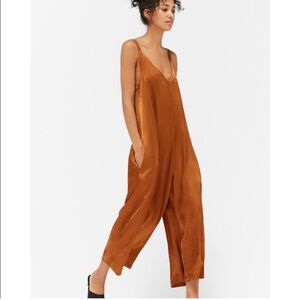 LACAUSA burnt orange satin jumpsuit
